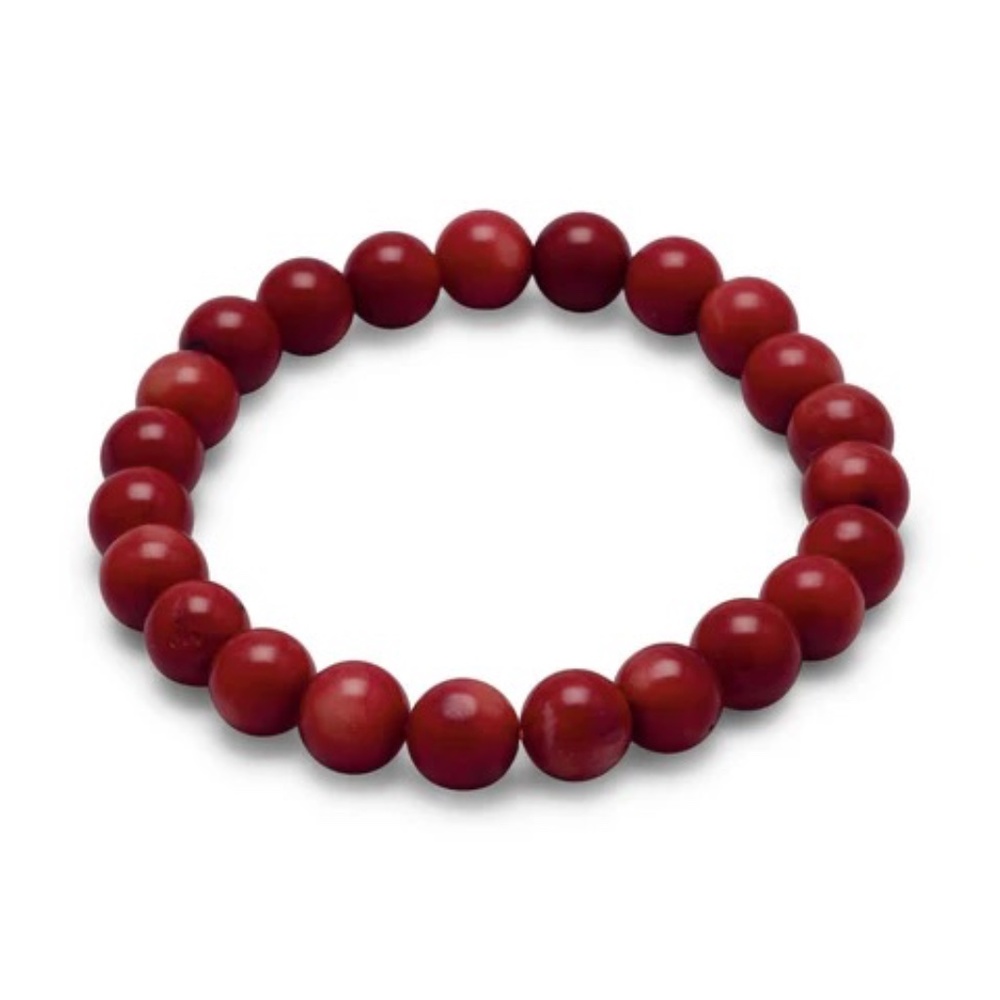 NEW! Dyed Red Coral Bead Bracelet
